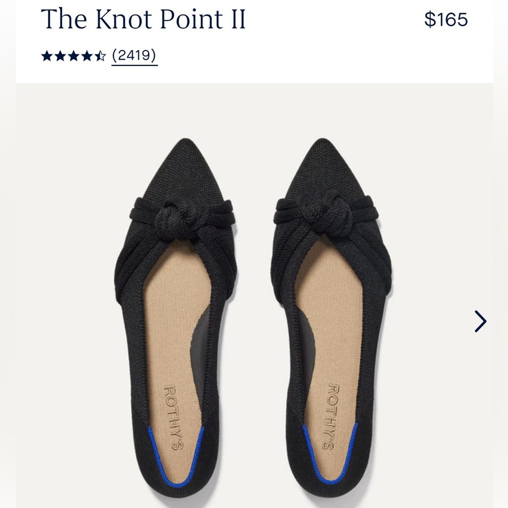 Rothy’s The Knot Point ll Black Flat in 8.5